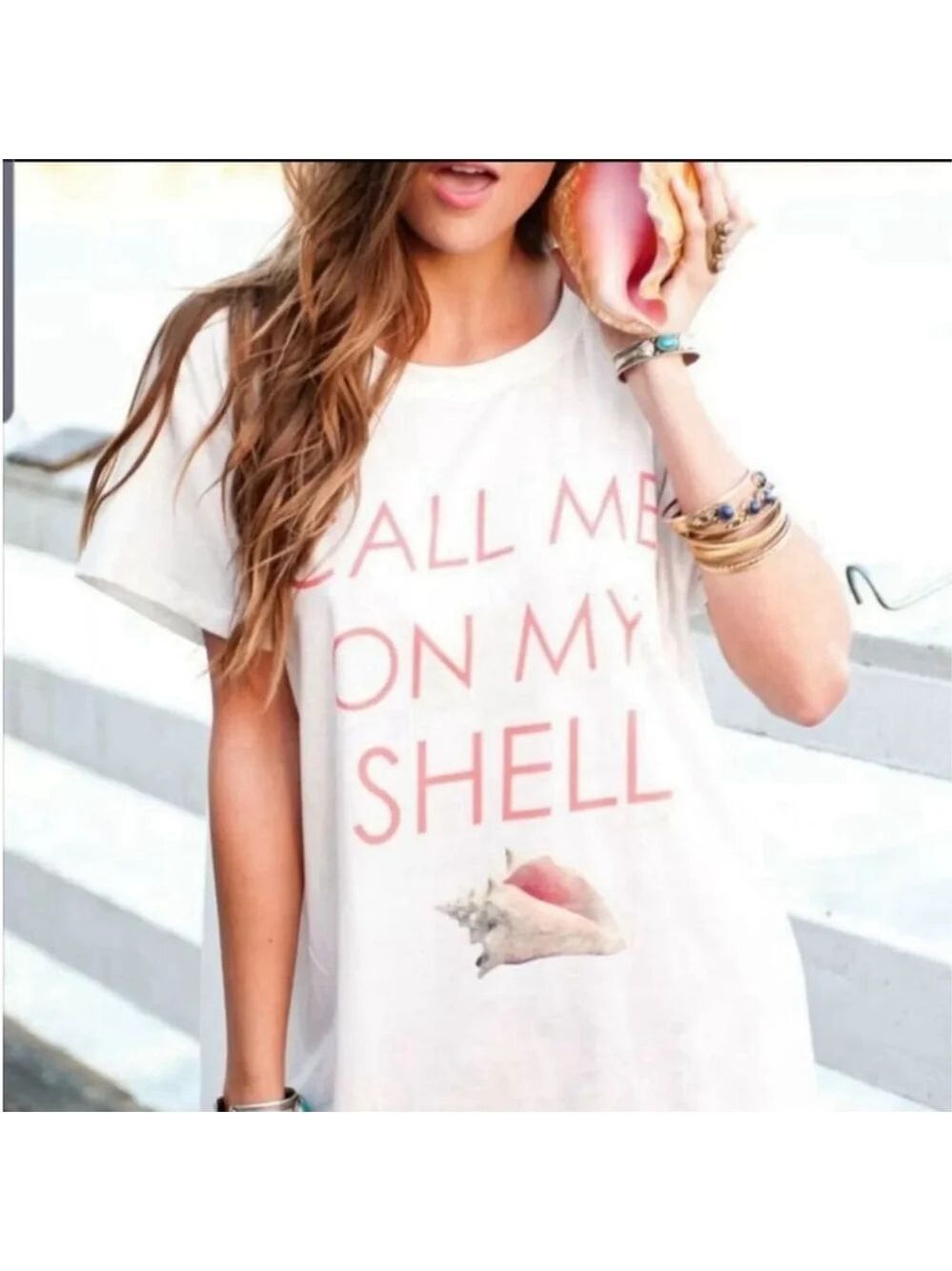 NWOT Show me your mumu Oliver call me on my shell white tshirt size S